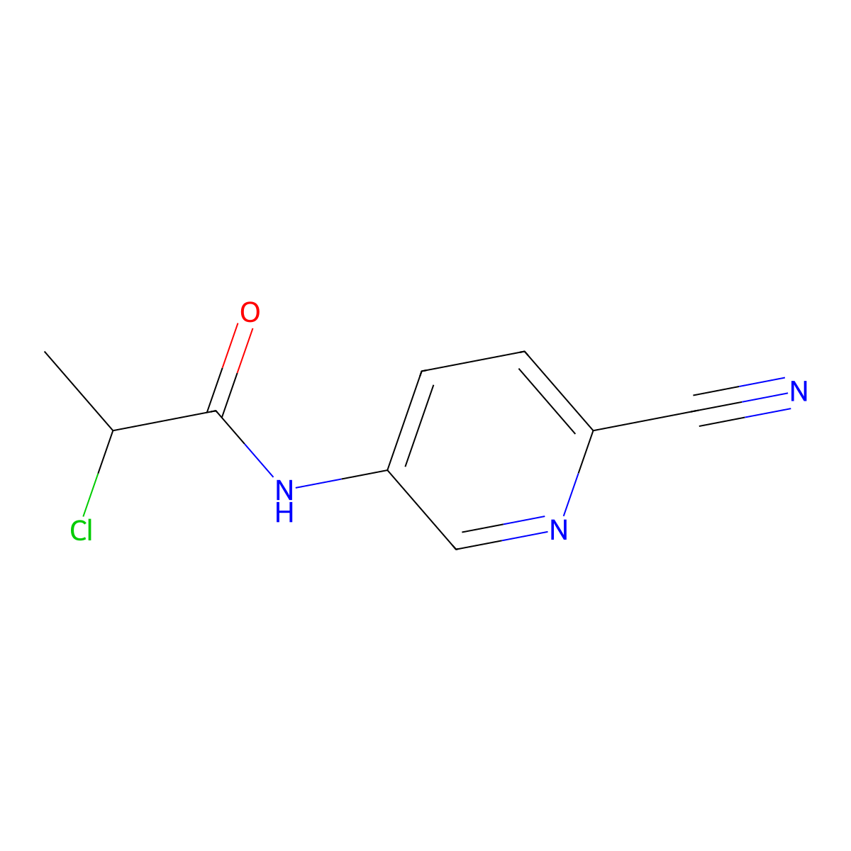 2-chloro-N-(6-cyanopyridin-3-yl)propanamide molecular structure, CAS 1112994-35-0