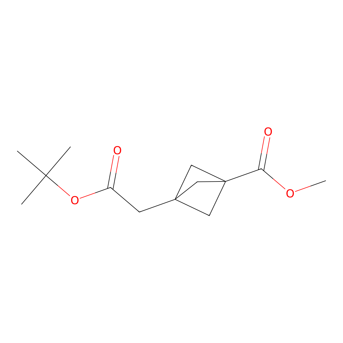 Bicyclo[1.1.1]pentane-1-acetic acid, 3-(methoxy-carbonyl)-, 1,1-dimethylethyl ester molecular structure, CAS 1113001-73-2