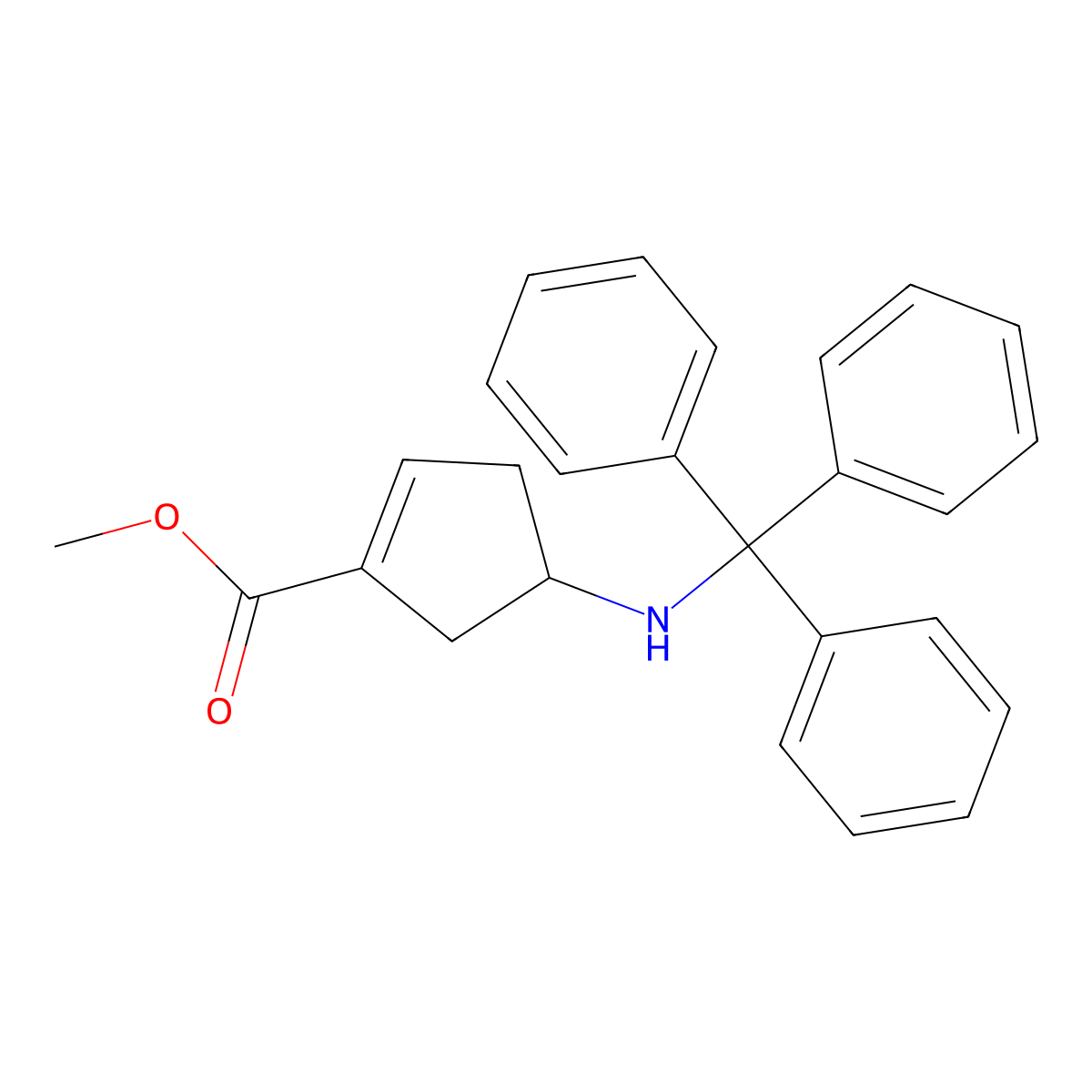 Methyl (4S)-4-(tritylamino)cyclopent-1-ene-1-carboxylate molecular structure, CAS 1113025-21-0