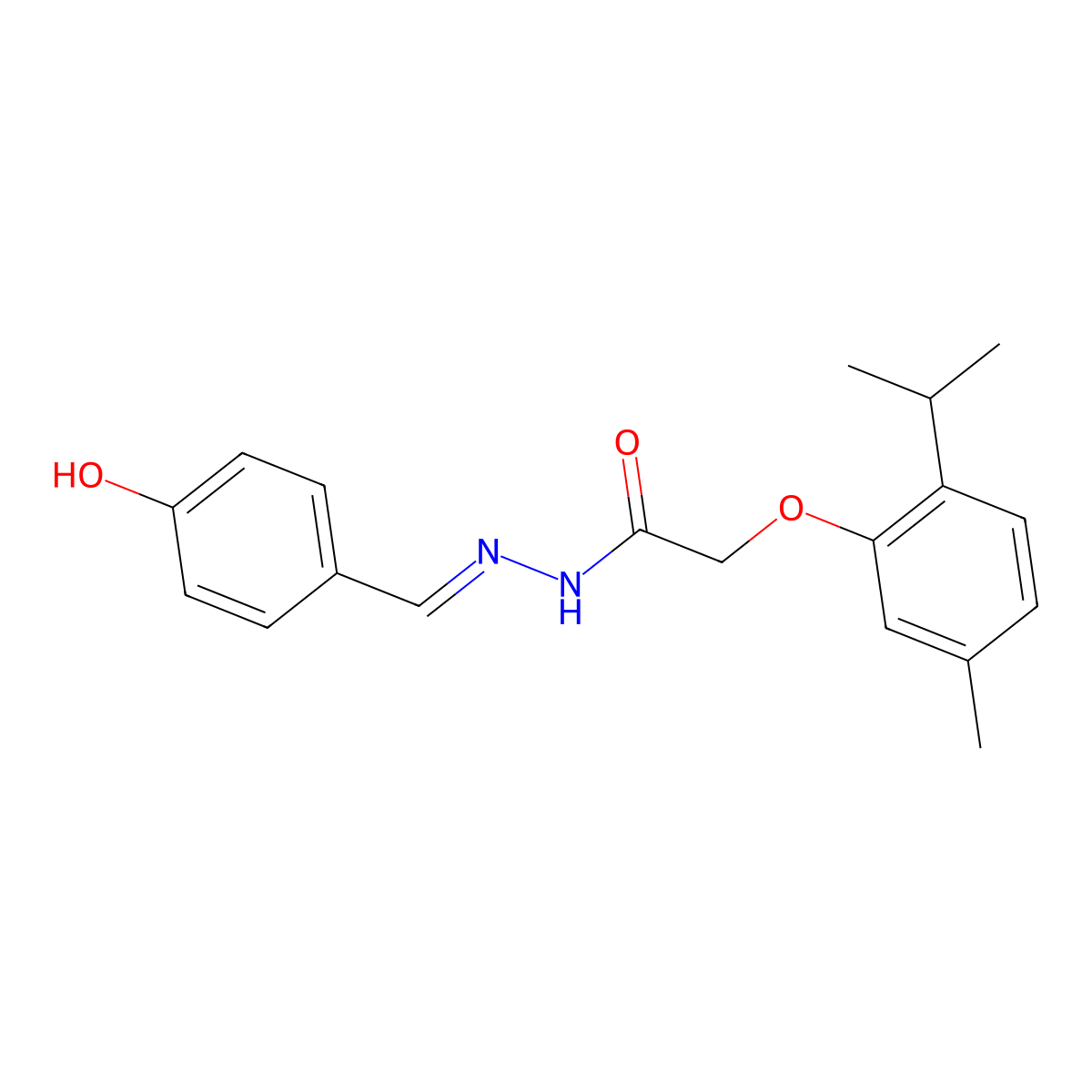 2-(5-Methyl-2-(1-methylethyl)phenoxy)acetic acid 2-((4-hydroxyphenyl)methylene)hydrazide molecular structure, CAS 111303-68-5