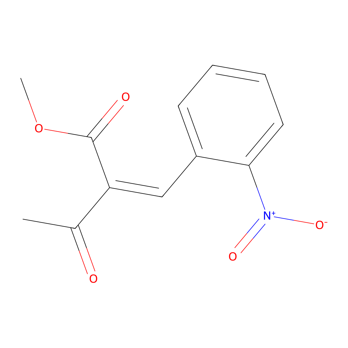 Methyl 2-(2-nitrobenzylidene)acetoacetate molecular structure, CAS 111304-29-1
