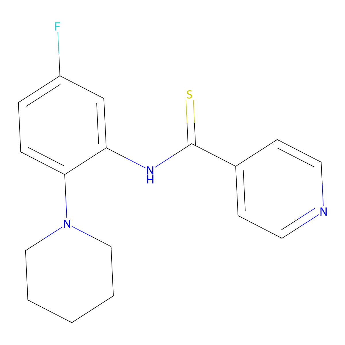 N-(5-fluoro-2-piperidin-1-ylphenyl)pyridine-4-carbothioamide molecular structure, CAS 1113044-49-7