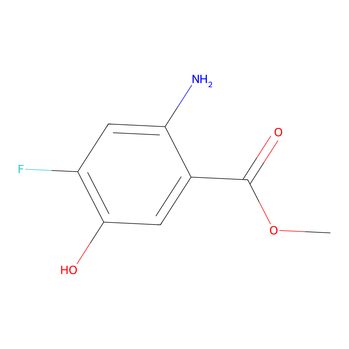 Methyl 2-amino-4-fluoro-5-hydroxybenzoate molecular structure, CAS 1113049-61-8