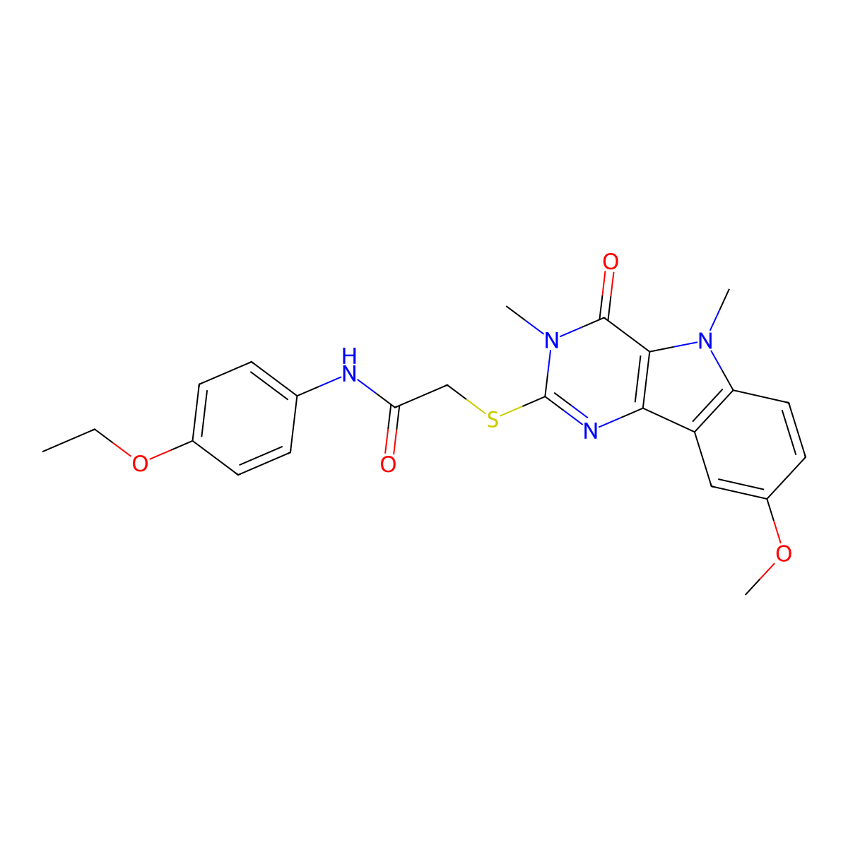 N-(4-ethoxyphenyl)-2-({8-methoxy-3,5-dimethyl-4-oxo-3H,4H,5H-pyrimido[5,4-b]indol-2-yl}sulfanyl)acetamide molecular structure, CAS 1113102-16-1