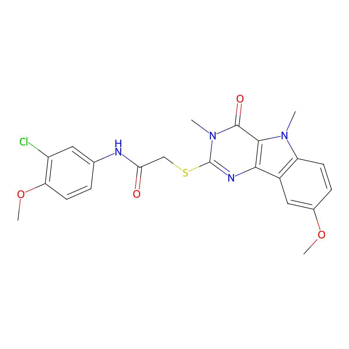 N-(3-chloro-4-methoxyphenyl)-2-({8-methoxy-3,5-dimethyl-4-oxo-3H,4H,5H-pyrimido[5,4-b]indol-2-yl}sulfanyl)acetamide molecular structure, CAS 1113102-21-8