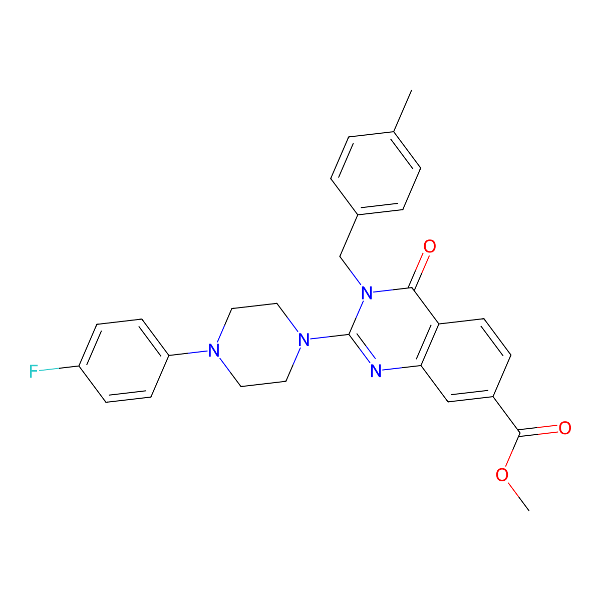 Methyl 2-[4-(4-fluorophenyl)piperazin-1-yl]-3-[(4-methylphenyl)methyl]-4-oxo-3,4-dihydroquinazoline-7-carboxylate molecular structure, CAS 1113102-29-6