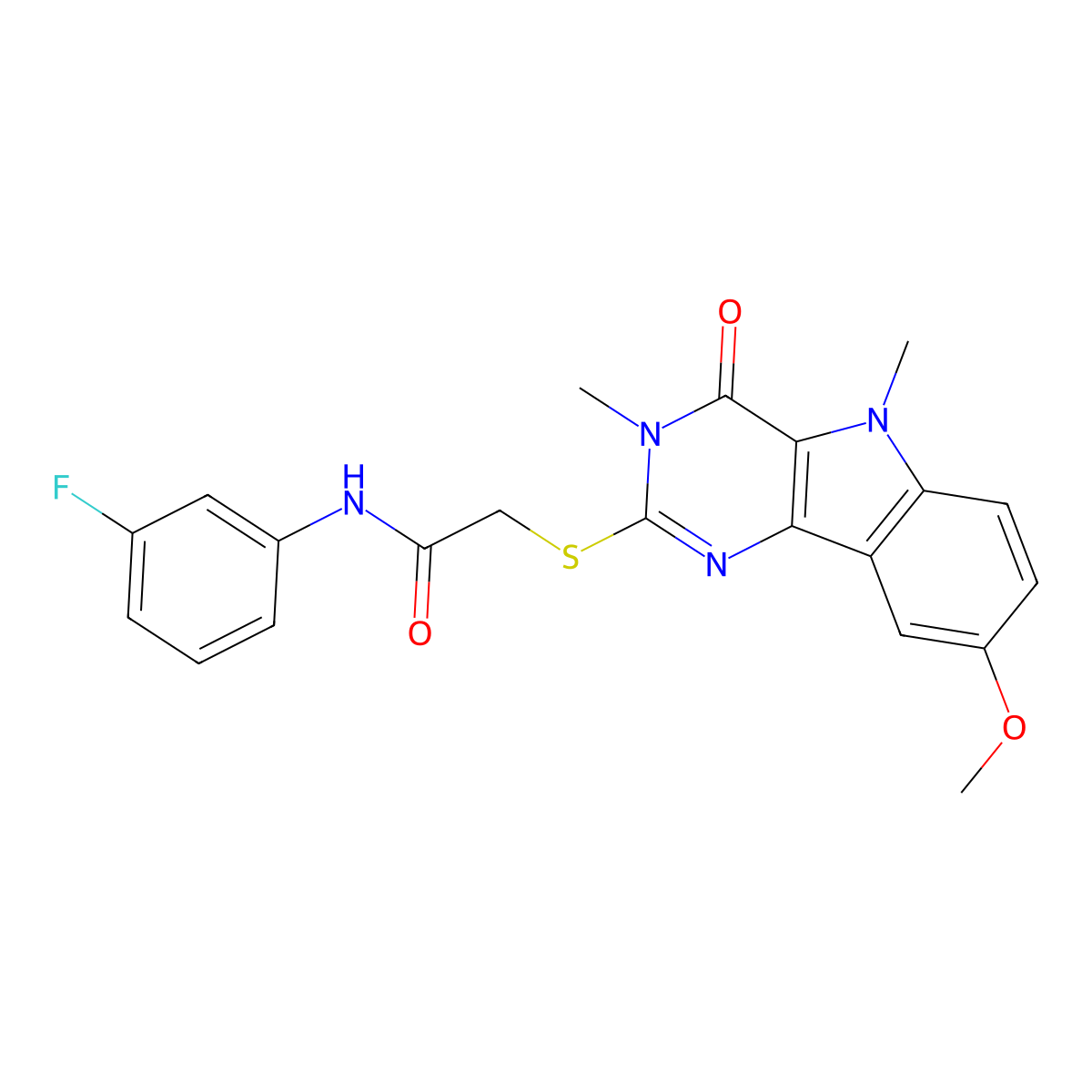 N-(3-fluorophenyl)-2-({8-methoxy-3,5-dimethyl-4-oxo-3H,4H,5H-pyrimido[5,4-b]indol-2-yl}sulfanyl)acetamide molecular structure, CAS 1113102-32-1