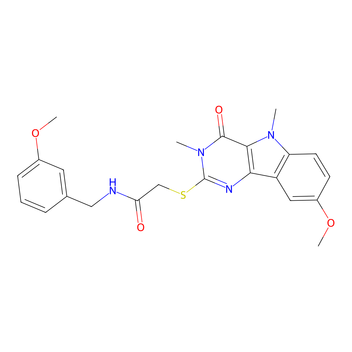 2-({8-methoxy-3,5-dimethyl-4-oxo-3H,4H,5H-pyrimido[5,4-b]indol-2-yl}sulfanyl)-N-[(3-methoxyphenyl)methyl]acetamide molecular structure, CAS 1113102-44-5