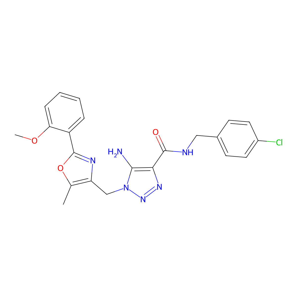5-amino-N-(4-chlorobenzyl)-1-{[2-(2-methoxyphenyl)-5-methyl-1,3-oxazol-4-yl]methyl}-1H-1,2,3-triazole-4-carboxamide molecular structure, CAS 1113103-22-2