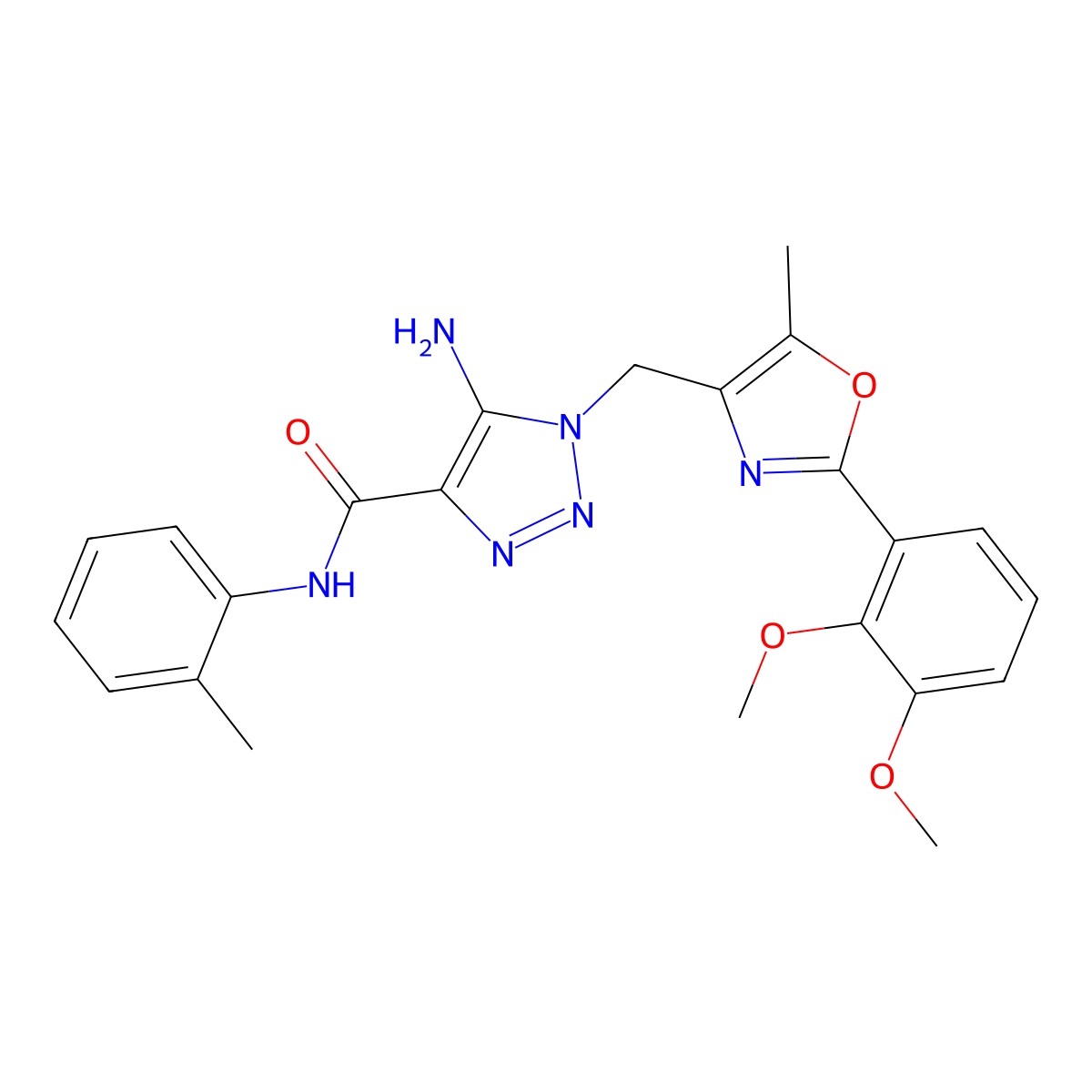 5-amino-1-{[2-(2,3-dimethoxyphenyl)-5-methyl-1,3-oxazol-4-yl]methyl}-N-(2-methylphenyl)-1H-1,2,3-triazole-4-carboxamide molecular structure, CAS 1113103-28-8