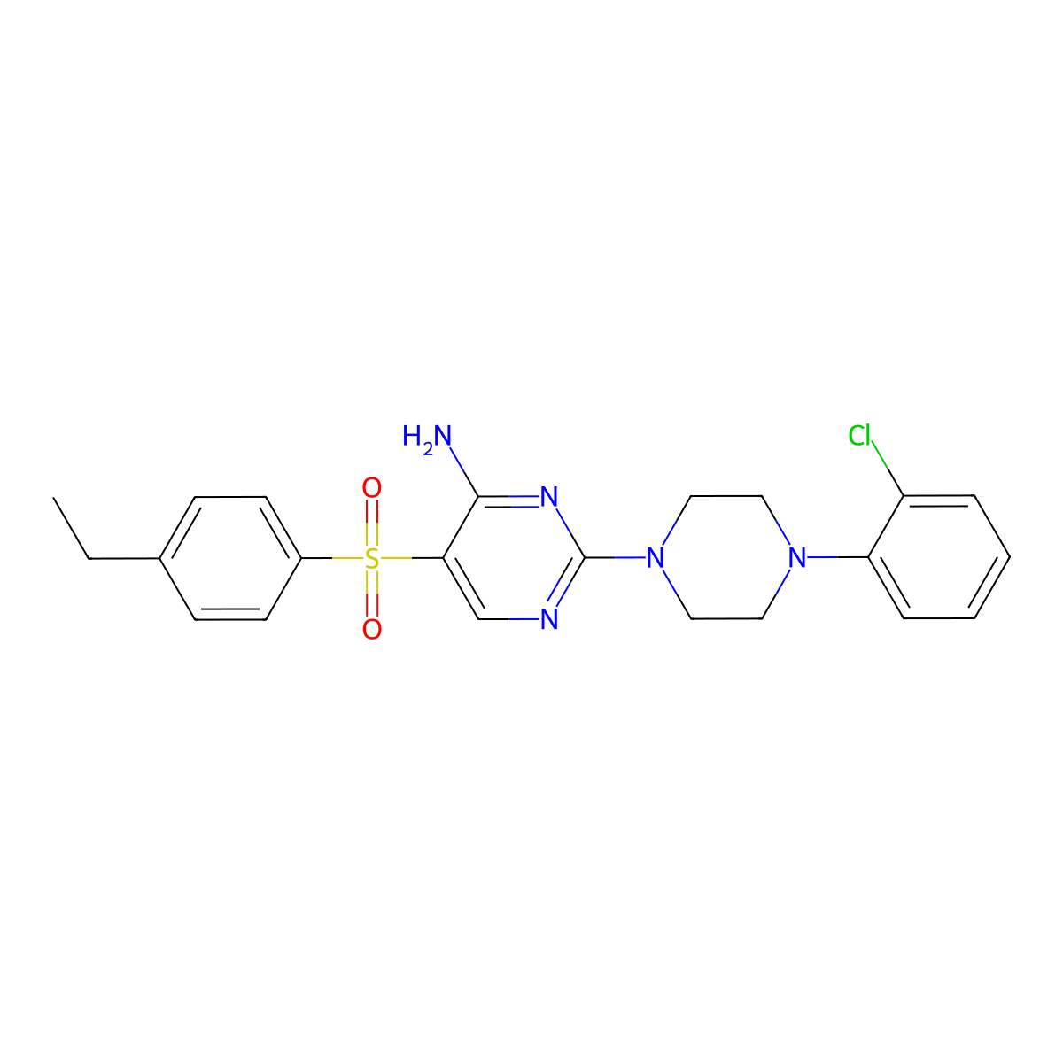 2-[4-(2-Chlorophenyl)piperazin-1-yl]-5-(4-ethylbenzenesulfonyl)pyrimidin-4-amine molecular structure, CAS 1113103-72-2