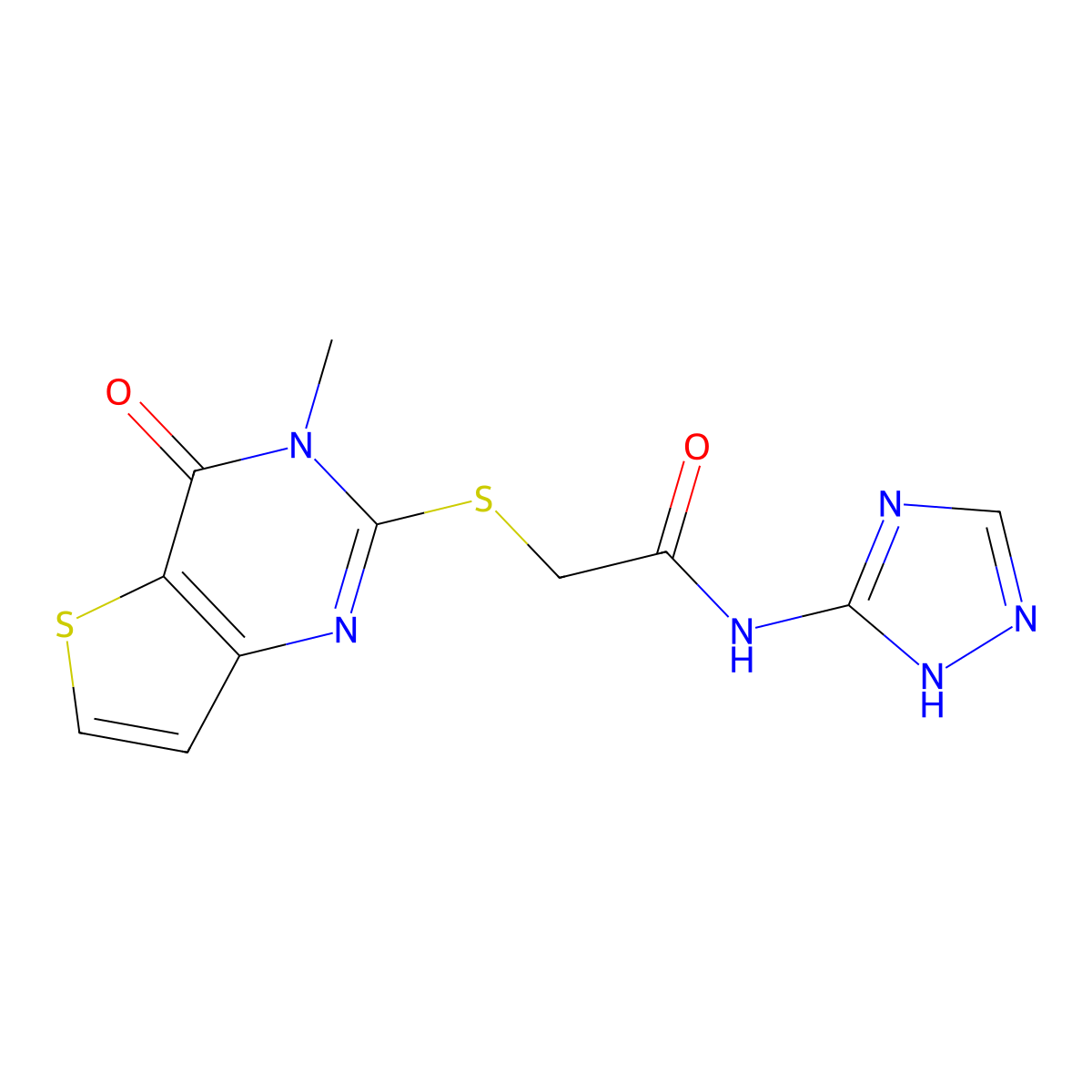 2-({3-methyl-4-oxo-3H,4H-thieno[3,2-d]pyrimidin-2-yl}sulfanyl)-N-(4H-1,2,4-triazol-3-yl)acetamide molecular structure, CAS 1113103-80-2