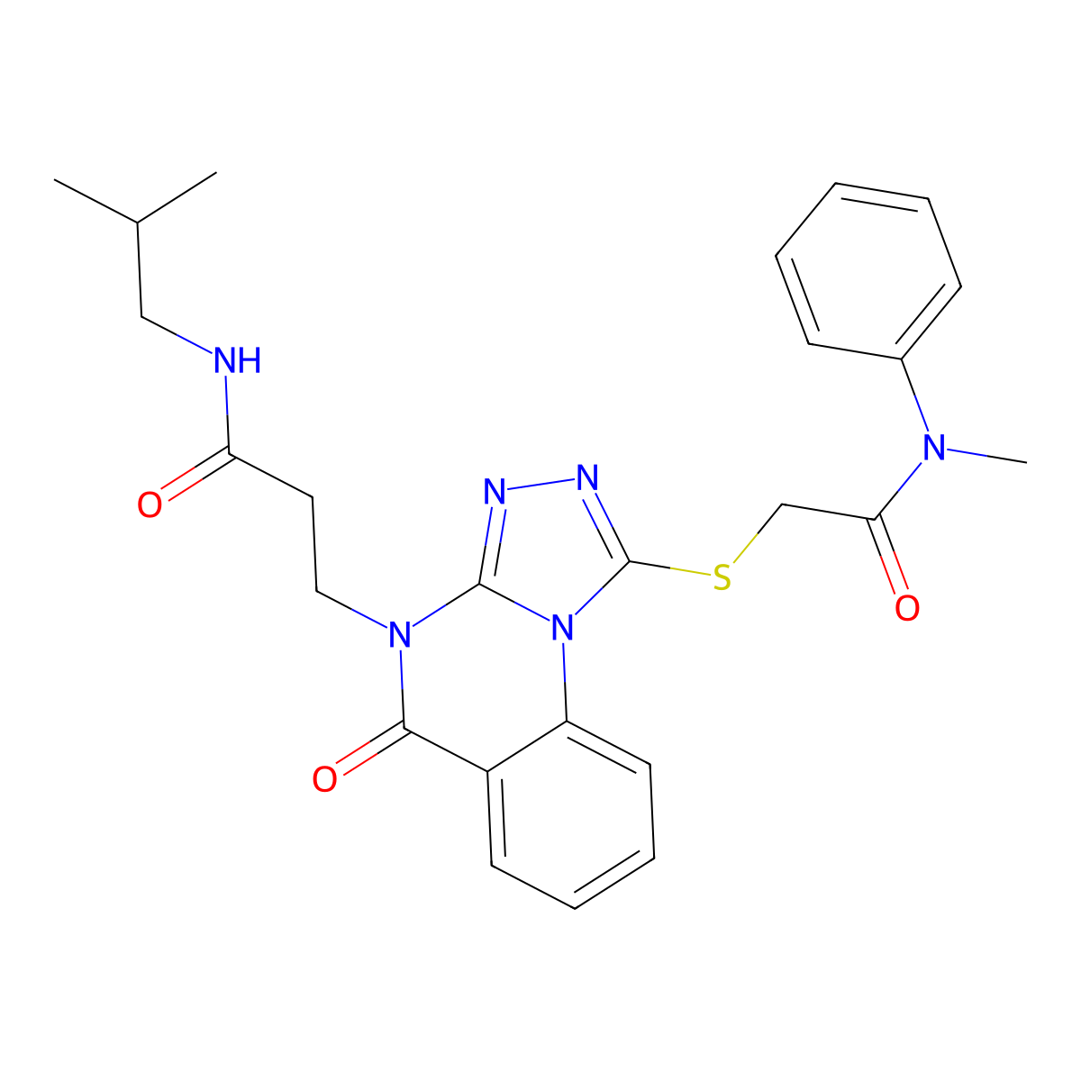 3-[1-({[methyl(phenyl)carbamoyl]methyl}sulfanyl)-5-oxo-4H,5H-[1,2,4]triazolo[4,3-a]quinazolin-4-yl]-N-(2-methylpropyl)propanamide molecular structure, CAS 1113103-88-0