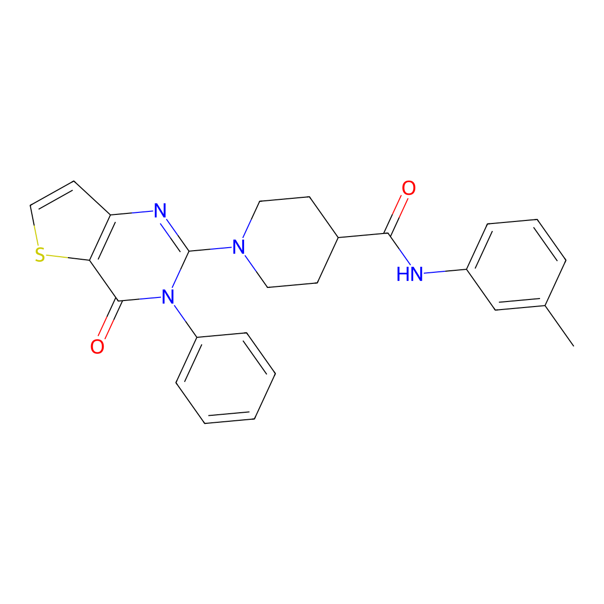 1-(4-oxo-3-phenyl-3,4-dihydrothieno[3,2-d]pyrimidin-2-yl)-N-(m-tolyl)piperidine-4-carboxamide molecular structure, CAS 1113104-04-3