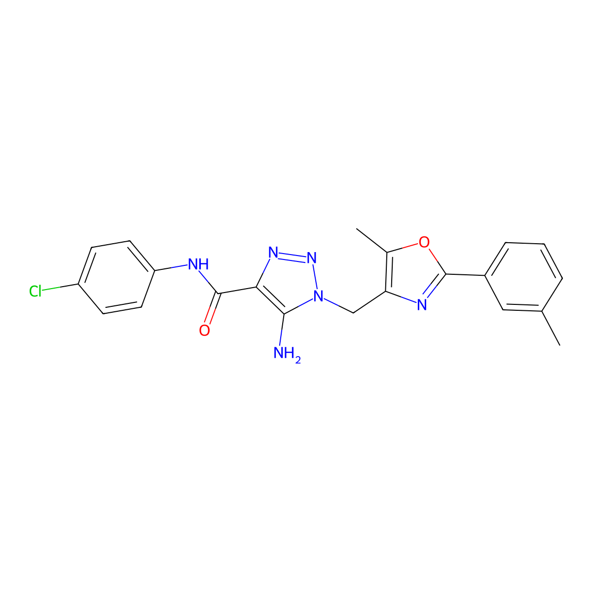 5-amino-N-(4-chlorophenyl)-1-{[5-methyl-2-(3-methylphenyl)-1,3-oxazol-4-yl]methyl}-1H-1,2,3-triazole-4-carboxamide molecular structure, CAS 1113104-15-6