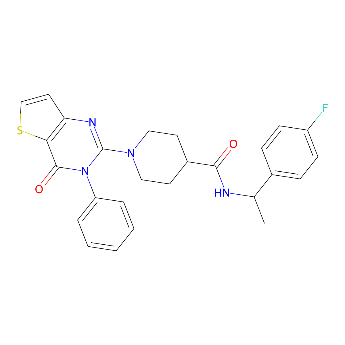 N-[1-(4-fluorophenyl)ethyl]-1-{4-oxo-3-phenyl-3H,4H-thieno[3,2-d]pyrimidin-2-yl}piperidine-4-carboxamide molecular structure, CAS 1113104-34-9