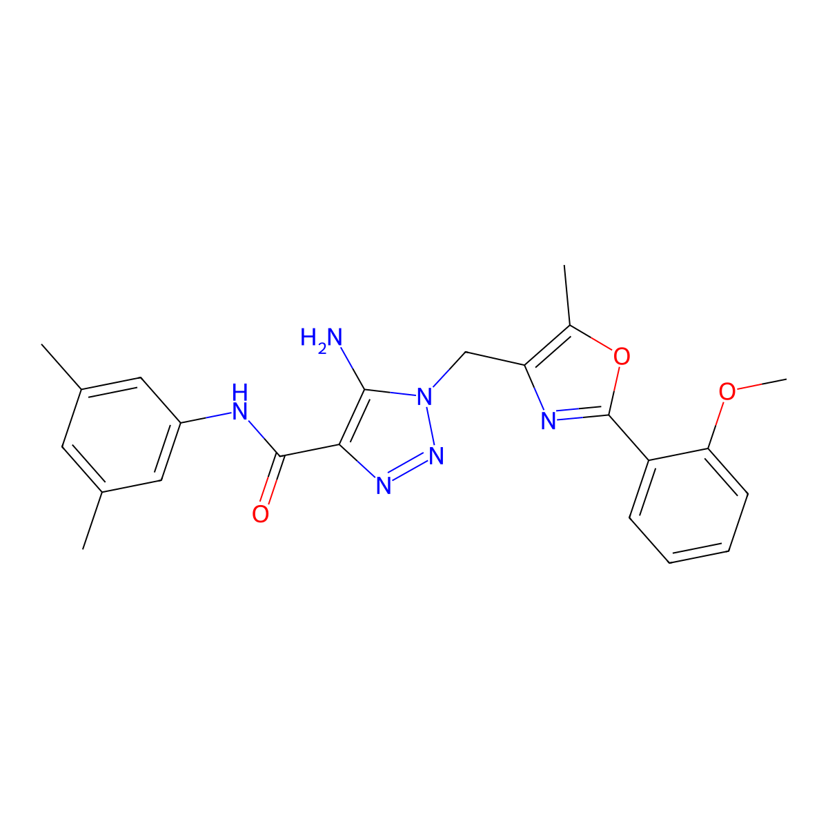 5-amino-N-(3,5-dimethylphenyl)-1-{[2-(2-methoxyphenyl)-5-methyl-1,3-oxazol-4-yl]methyl}-1H-1,2,3-triazole-4-carboxamide molecular structure, CAS 1113104-52-1