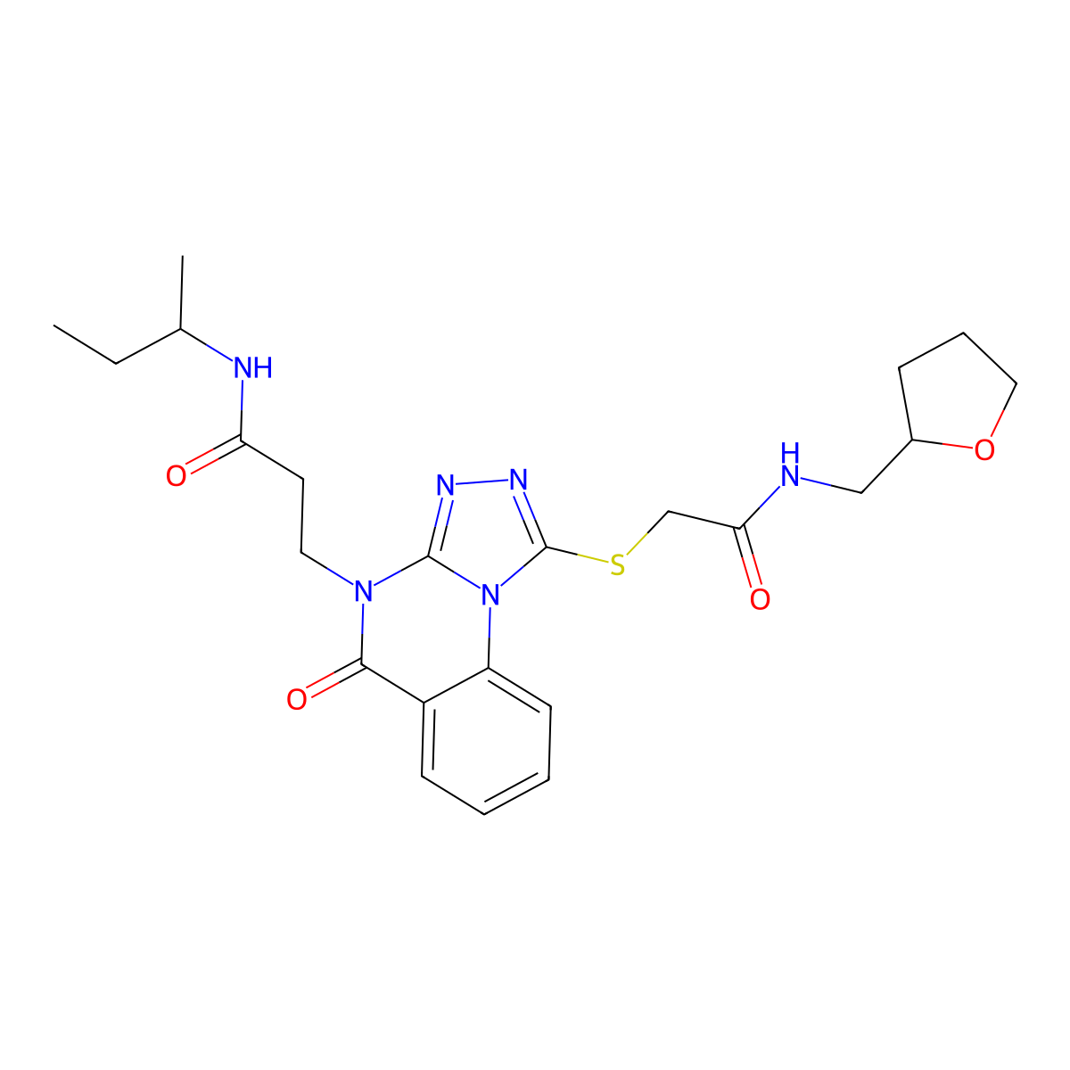 N-(butan-2-yl)-3-{5-oxo-1-[({[(oxolan-2-yl)methyl]carbamoyl}methyl)sulfanyl]-4H,5H-[1,2,4]triazolo[4,3-a]quinazolin-4-yl}propanamide molecular structure, CAS 1113104-56-5