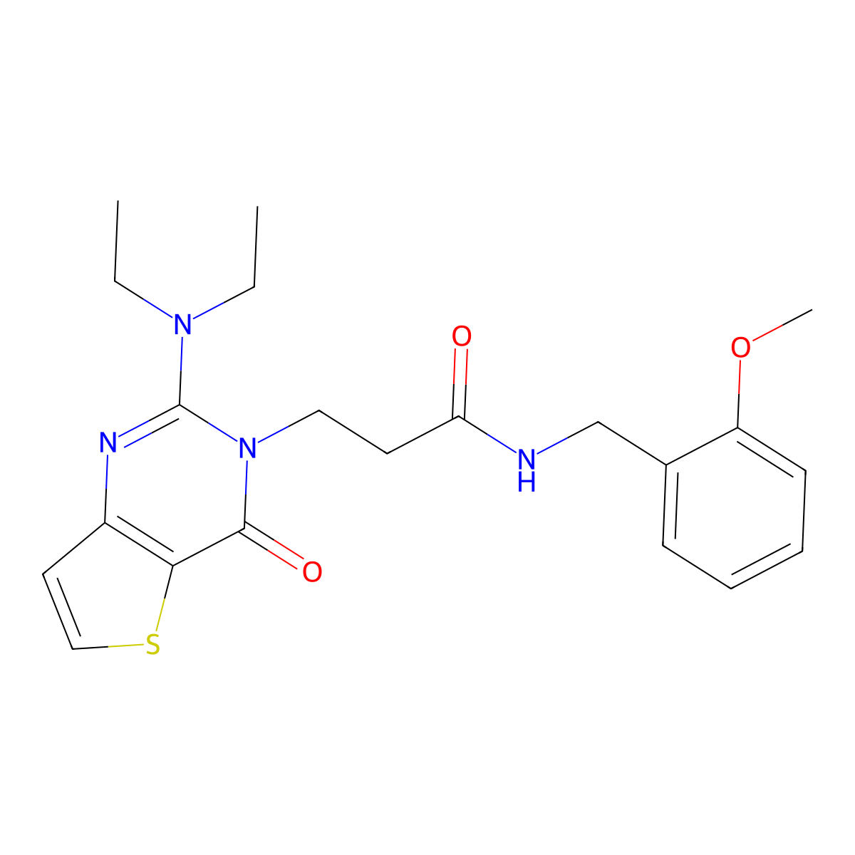 3-[2-(diethylamino)-4-oxo-3H,4H-thieno[3,2-d]pyrimidin-3-yl]-N-[(2-methoxyphenyl)methyl]propanamide molecular structure, CAS 1113104-90-7