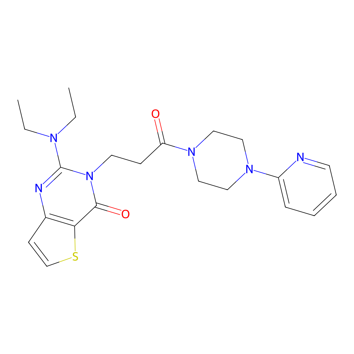 2-(diethylamino)-3-(3-oxo-3-(4-(pyridin-2-yl)piperazin-1-yl)propyl)thieno[3,2-d]pyrimidin-4(3H)-one molecular structure, CAS 1113105-02-4