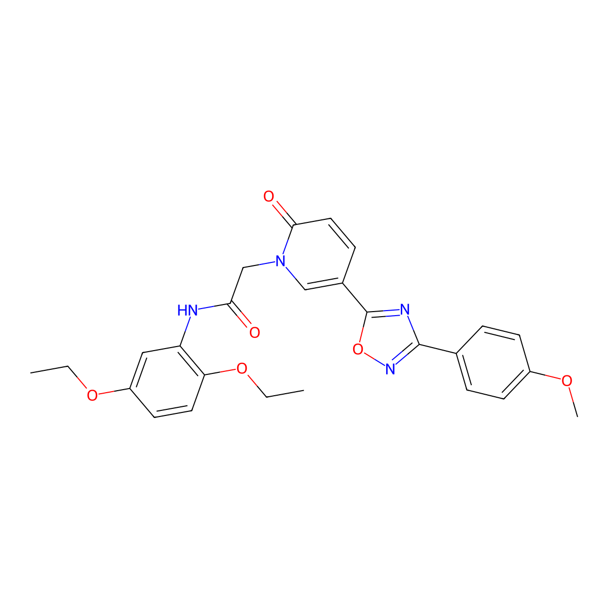 N-(2,5-diethoxyphenyl)-2-{5-[3-(4-methoxyphenyl)-1,2,4-oxadiazol-5-yl]-2-oxo-1,2-dihydropyridin-1-yl}acetamide molecular structure, CAS 1113105-28-4