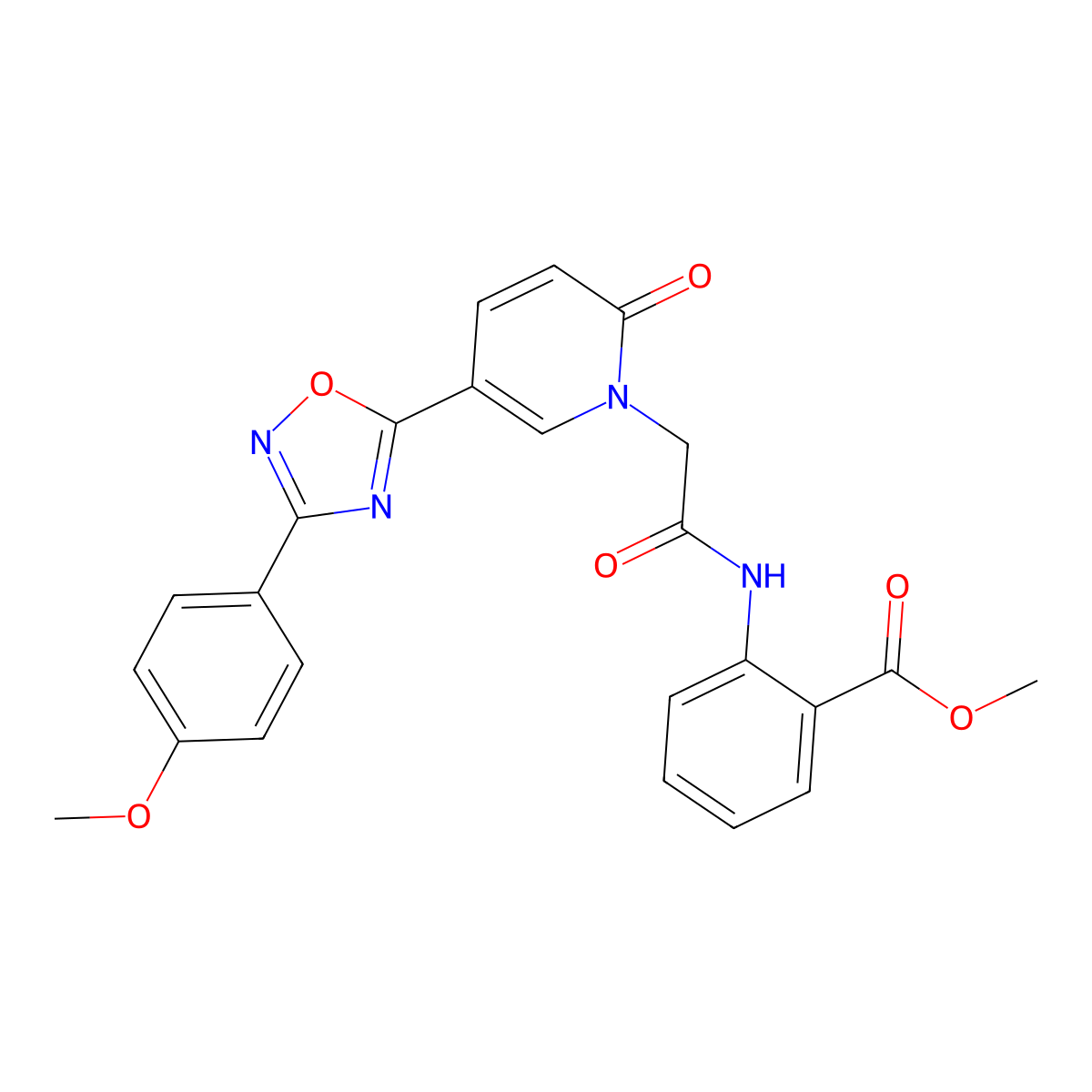 methyl 2-(2-(5-(3-(4-methoxyphenyl)-1,2,4-oxadiazol-5-yl)-2-oxopyridin-1(2H)-yl)acetamido)benzoate molecular structure, CAS 1113105-34-2