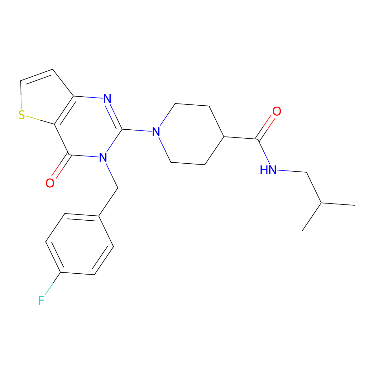 1-{3-[(4-fluorophenyl)methyl]-4-oxo-3H,4H-thieno[3,2-d]pyrimidin-2-yl}-N-(2-methylpropyl)piperidine-4-carboxamide molecular structure, CAS 1113105-48-8