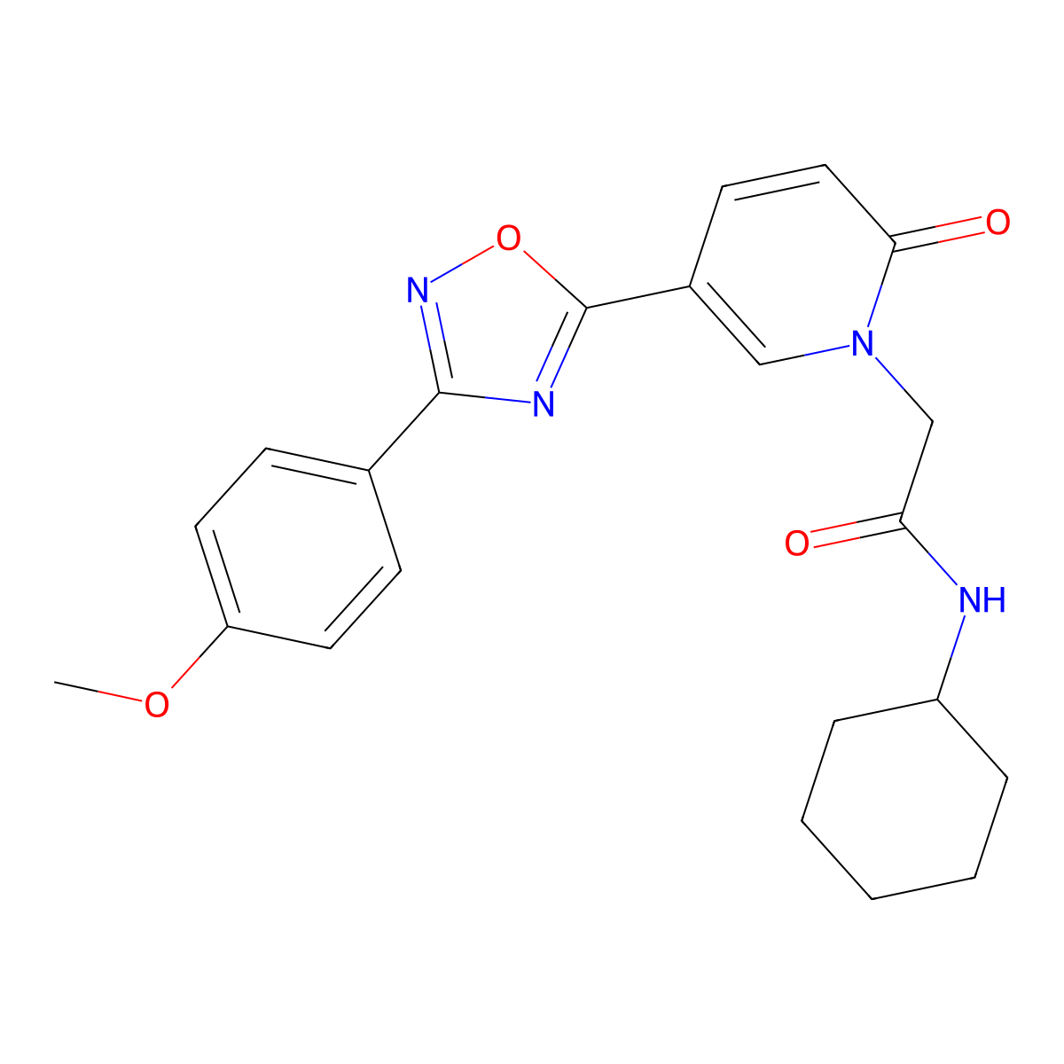 N-cyclohexyl-2-(5-(3-(4-methoxyphenyl)-1,2,4-oxadiazol-5-yl)-2-oxopyridin-1(2H)-yl)acetamide molecular structure, CAS 1113105-64-8