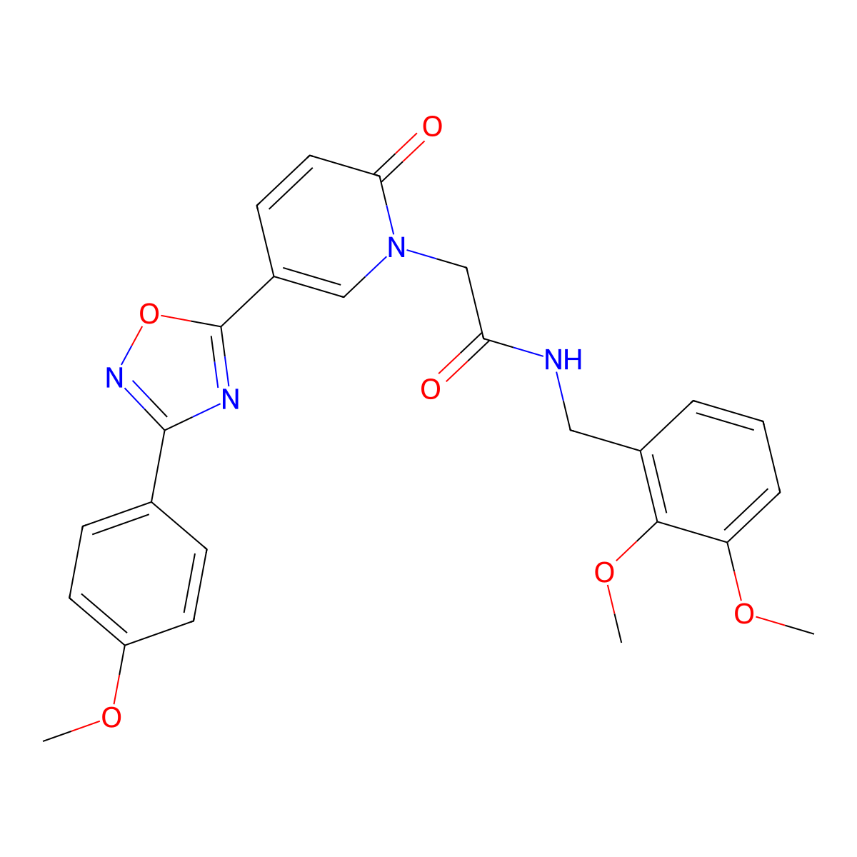 N-[(2,3-dimethoxyphenyl)methyl]-2-{5-[3-(4-methoxyphenyl)-1,2,4-oxadiazol-5-yl]-2-oxo-1,2-dihydropyridin-1-yl}acetamide molecular structure, CAS 1113105-70-6