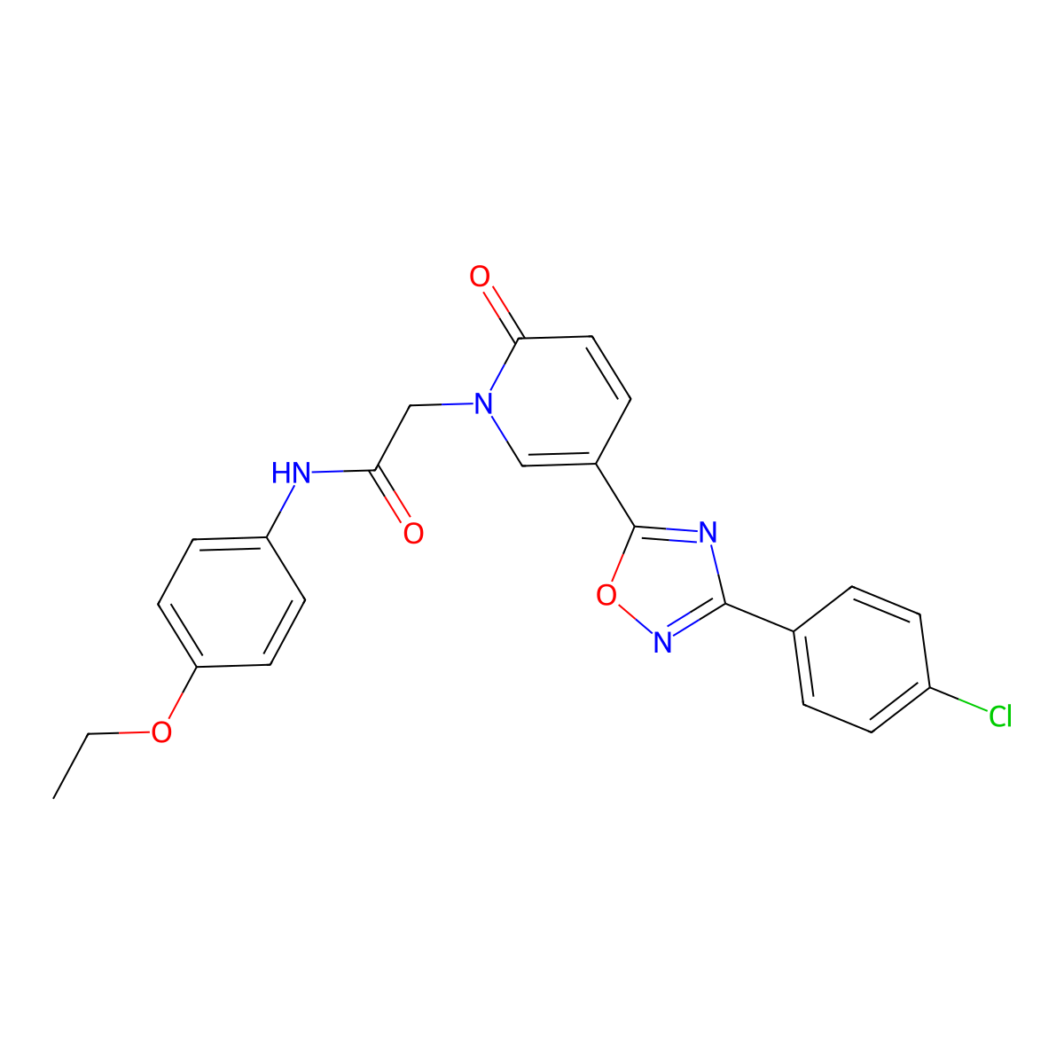 2-{5-[3-(4-chlorophenyl)-1,2,4-oxadiazol-5-yl]-2-oxo-1,2-dihydropyridin-1-yl}-N-(4-ethoxyphenyl)acetamide molecular structure, CAS 1113106-10-7