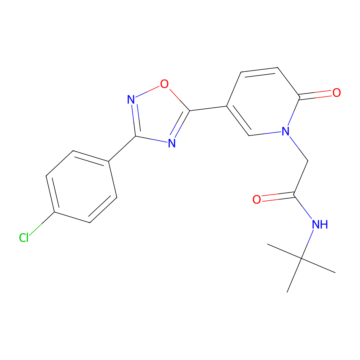 N-(tert-butyl)-2-(5-(3-(4-chlorophenyl)-1,2,4-oxadiazol-5-yl)-2-oxopyridin-1(2H)-yl)acetamide molecular structure, CAS 1113106-31-2