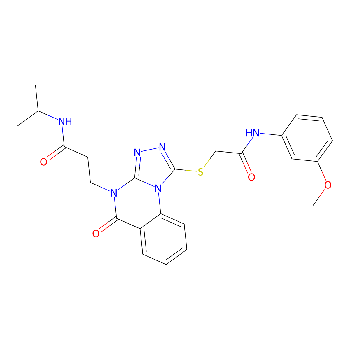 3-[1-({[(3-methoxyphenyl)carbamoyl]methyl}sulfanyl)-5-oxo-4H,5H-[1,2,4]triazolo[4,3-a]quinazolin-4-yl]-N-(propan-2-yl)propanamide molecular structure, CAS 1113106-91-4