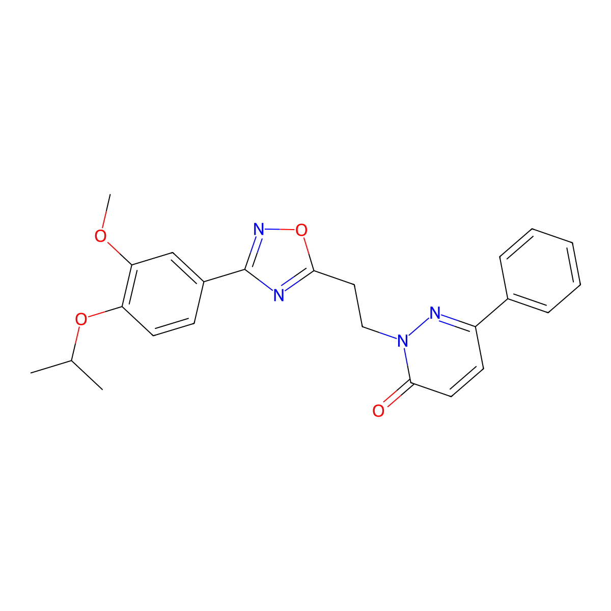 2-(2-{3-[3-Methoxy-4-(propan-2-yloxy)phenyl]-1,2,4-oxadiazol-5-yl}ethyl)-6-phenyl-2,3-dihydropyridazin-3-one molecular structure, CAS 1113106-93-6