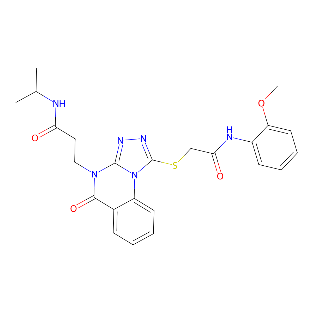 3-[1-({[(2-methoxyphenyl)carbamoyl]methyl}sulfanyl)-5-oxo-4H,5H-[1,2,4]triazolo[4,3-a]quinazolin-4-yl]-N-(propan-2-yl)propanamide molecular structure, CAS 1113106-98-1