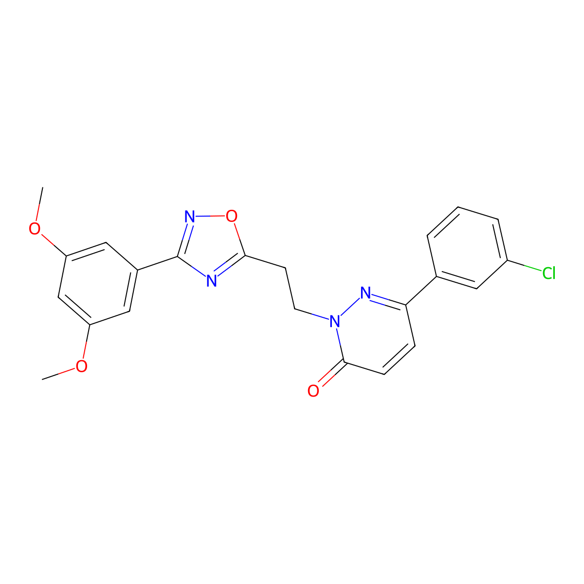 6-(3-Chlorophenyl)-2-{2-[3-(3,5-dimethoxyphenyl)-1,2,4-oxadiazol-5-yl]ethyl}-2,3-dihydropyridazin-3-one molecular structure, CAS 1113107-21-3