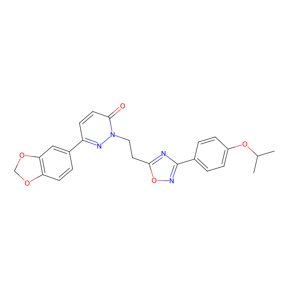 6-(2H-1,3-benzodioxol-5-yl)-2-(2-{3-[4-(propan-2-yloxy)phenyl]-1,2,4-oxadiazol-5-yl}ethyl)-2,3-dihydropyridazin-3-one molecular structure, CAS 1113107-49-5