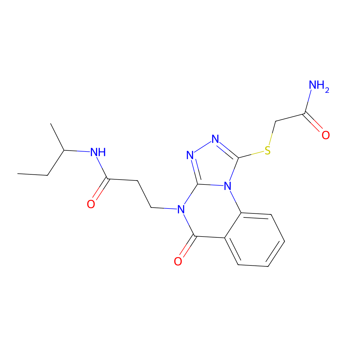 N-(butan-2-yl)-3-{1-[(carbamoylmethyl)sulfanyl]-5-oxo-4H,5H-[1,2,4]triazolo[4,3-a]quinazolin-4-yl}propanamide molecular structure, CAS 1113107-61-1