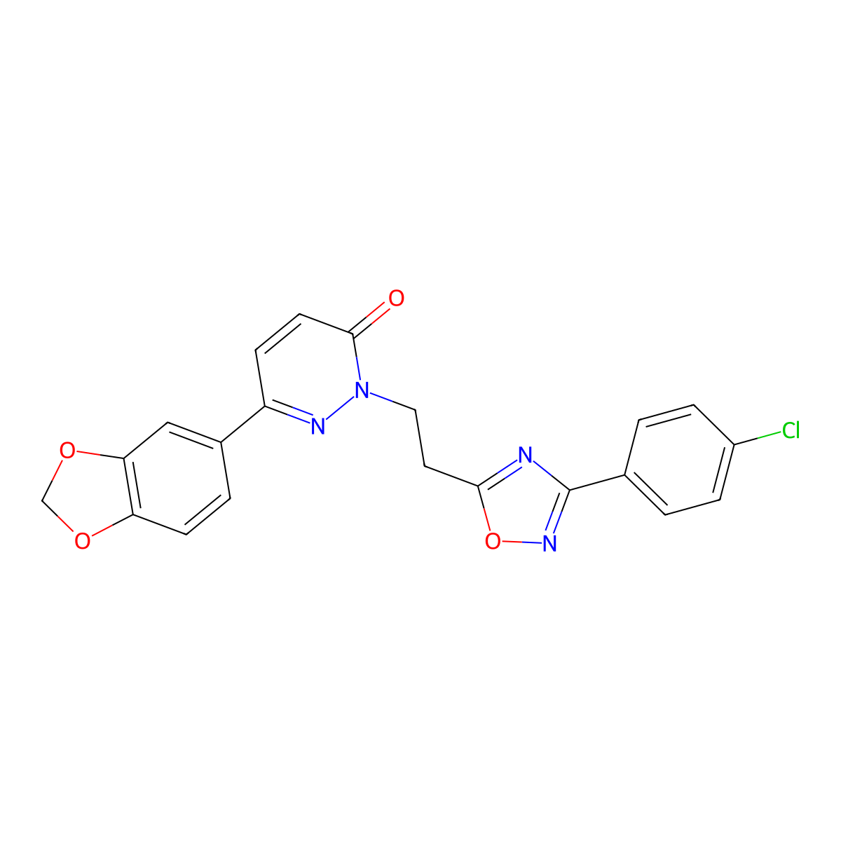 6-(2H-1,3-benzodioxol-5-yl)-2-{2-[3-(4-chlorophenyl)-1,2,4-oxadiazol-5-yl]ethyl}-2,3-dihydropyridazin-3-one molecular structure, CAS 1113107-63-3