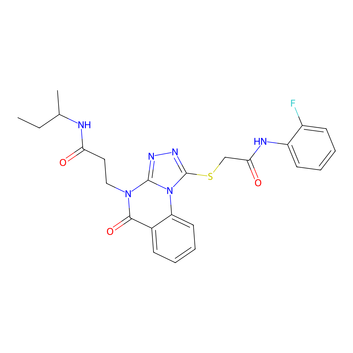 N-(butan-2-yl)-3-[1-({[(2-fluorophenyl)carbamoyl]methyl}sulfanyl)-5-oxo-4H,5H-[1,2,4]triazolo[4,3-a]quinazolin-4-yl]propanamide molecular structure, CAS 1113107-68-8