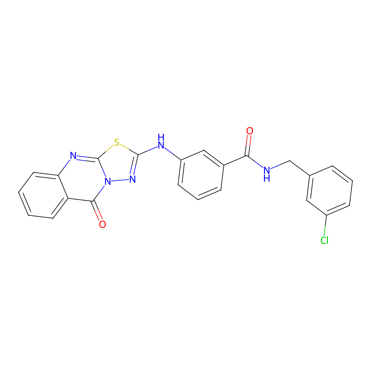 N-(3-chlorobenzyl)-3-((5-oxo-5H-[1,3,4]thiadiazolo[2,3-b]quinazolin-2-yl)amino)benzamide molecular structure, CAS 1113107-72-4