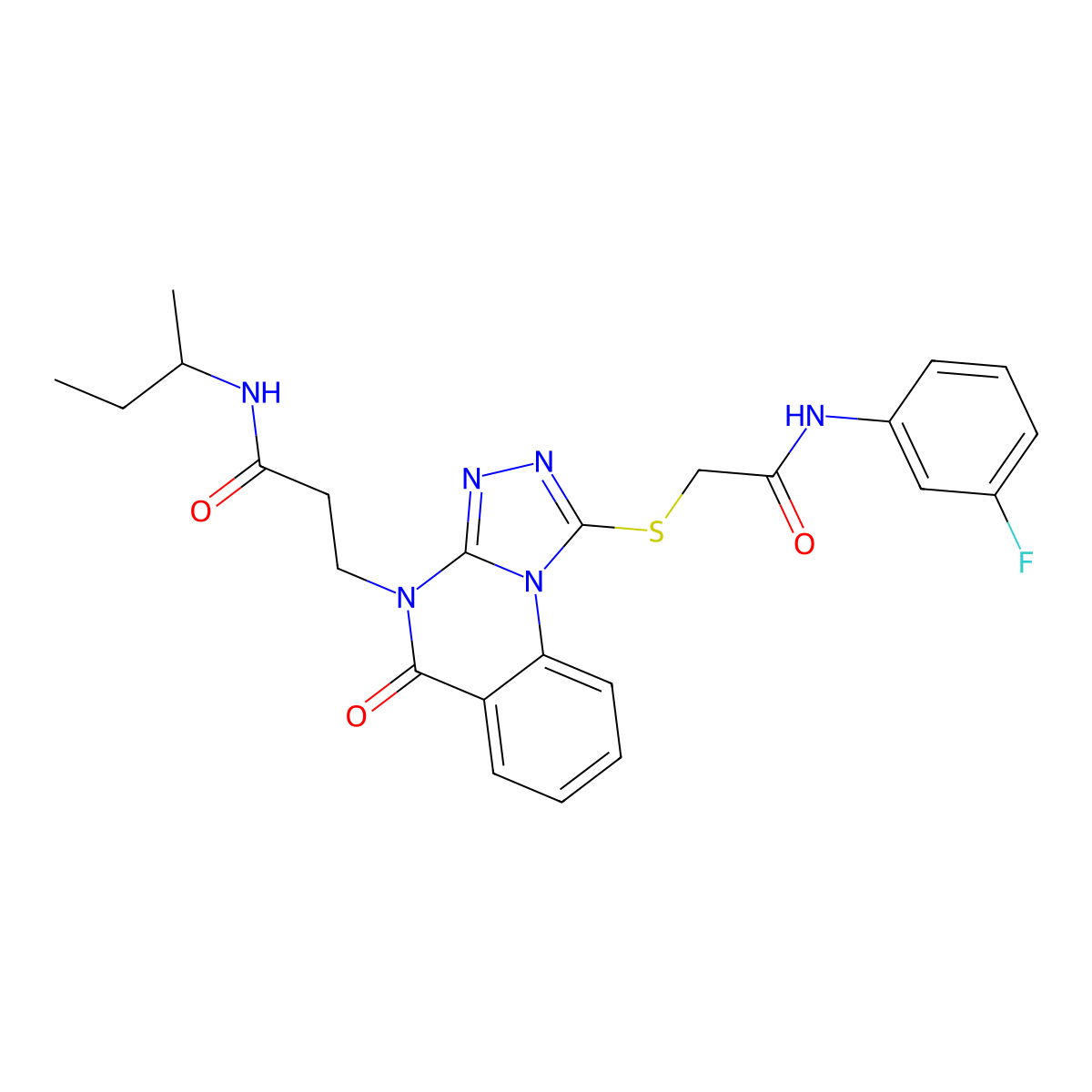 N-(sec-butyl)-3-(1-((2-((3-fluorophenyl)amino)-2-oxoethyl)thio)-5-oxo-[1,2,4]triazolo[4,3-a]quinazolin-4(5H)-yl)propanamide molecular structure, CAS 1113107-75-7