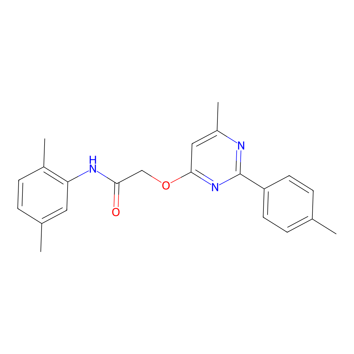 N-(2,5-dimethylphenyl)-2-{[6-methyl-2-(4-methylphenyl)pyrimidin-4-yl]oxy}acetamide molecular structure, CAS 1113108-00-1