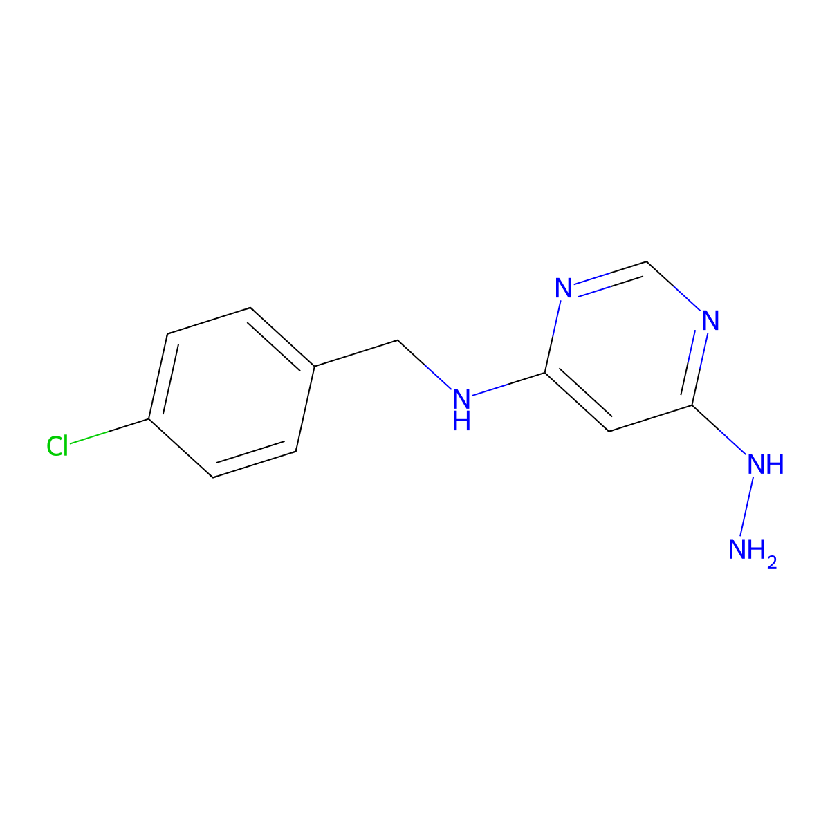 N-(4-chlorobenzyl)-6-hydrazinylpyrimidin-4-amine molecular structure, CAS 1113108-78-3