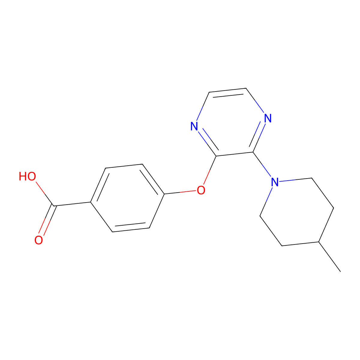 4-{[3-(4-Methylpiperidin-1-yl)pyrazin-2-yl]oxy}benzoic acid molecular structure, CAS 1113108-84-1