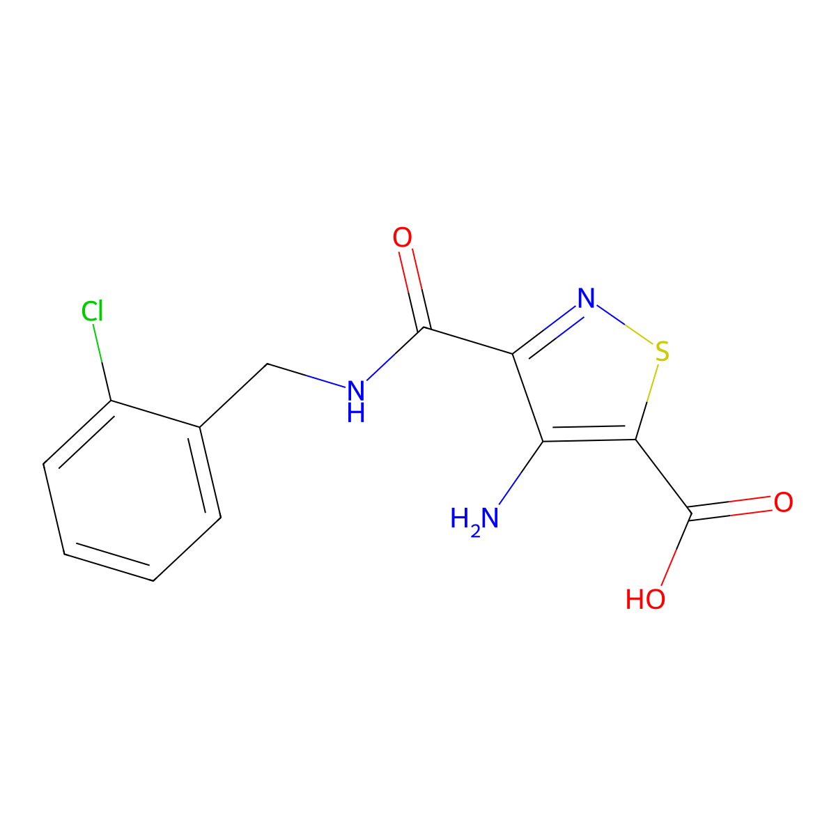 4-Amino-3-{[(2-chlorobenzyl)amino]carbonyl}isothiazole-5-carboxylic acid molecular structure, CAS 1113109-08-2