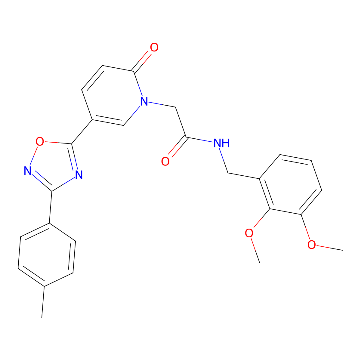 N-[(2,3-dimethoxyphenyl)methyl]-2-{5-[3-(4-methylphenyl)-1,2,4-oxadiazol-5-yl]-2-oxo-1,2-dihydropyridin-1-yl}acetamide molecular structure, CAS 1113109-73-1