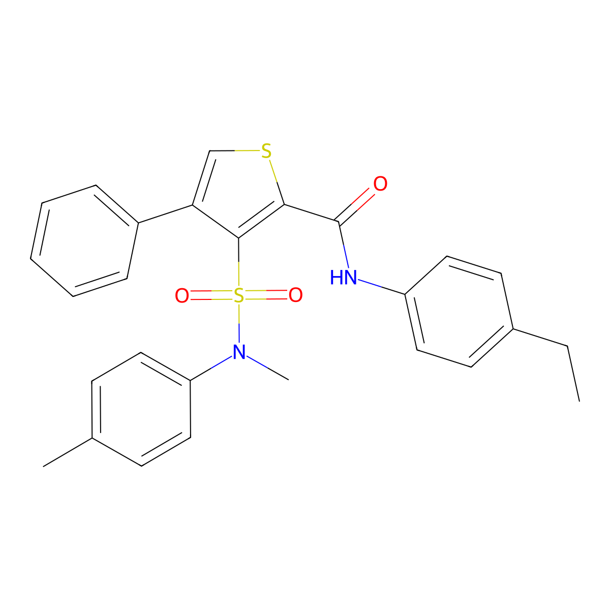 N-(4-ethylphenyl)-3-[methyl(4-methylphenyl)sulfamoyl]-4-phenylthiophene-2-carboxamide molecular structure, CAS 1113109-75-3