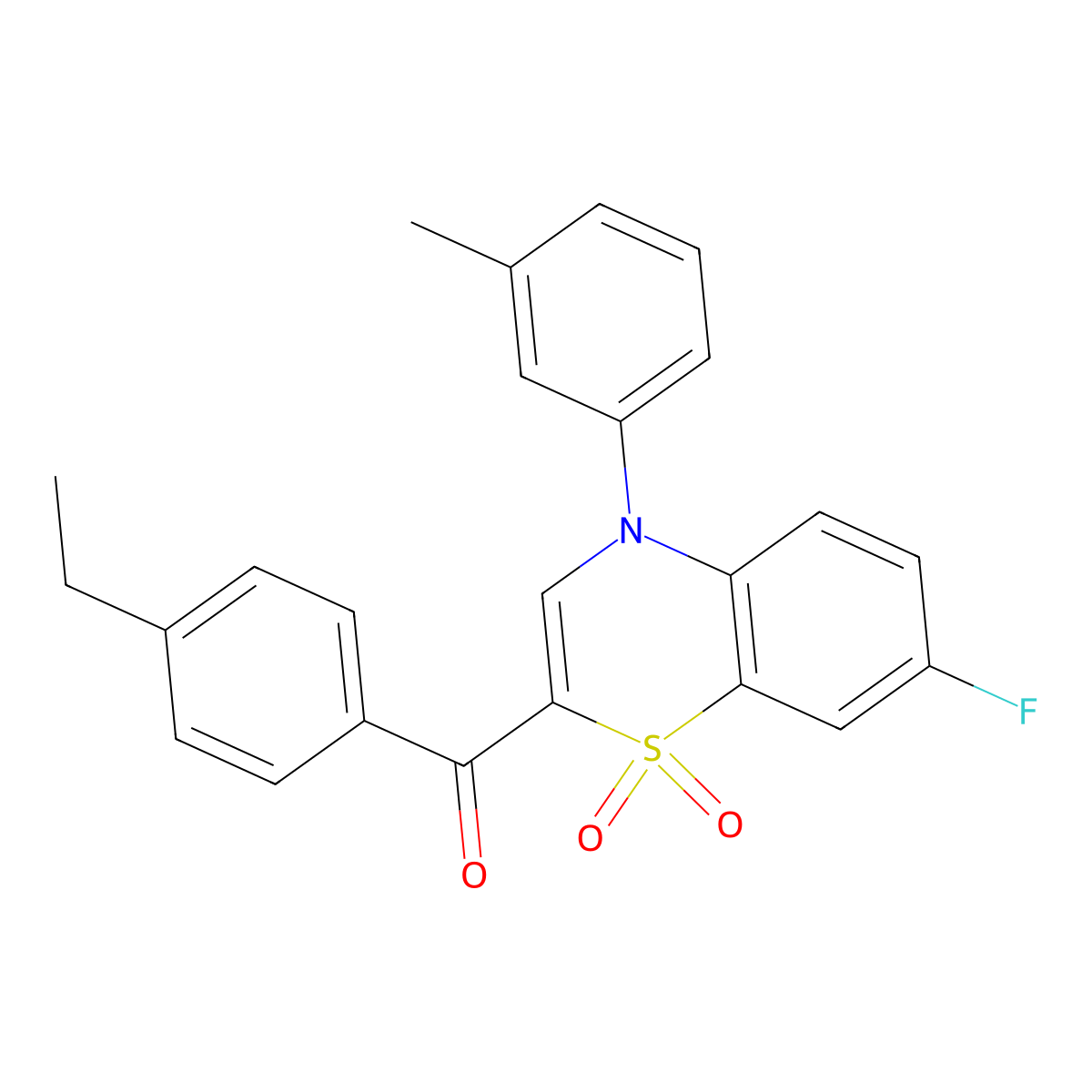 (4-ethylphenyl)[7-fluoro-4-(3-methylphenyl)-1,1-dioxido-4H-1,4-benzothiazin-2-yl]methanone molecular structure, CAS 1113109-85-5