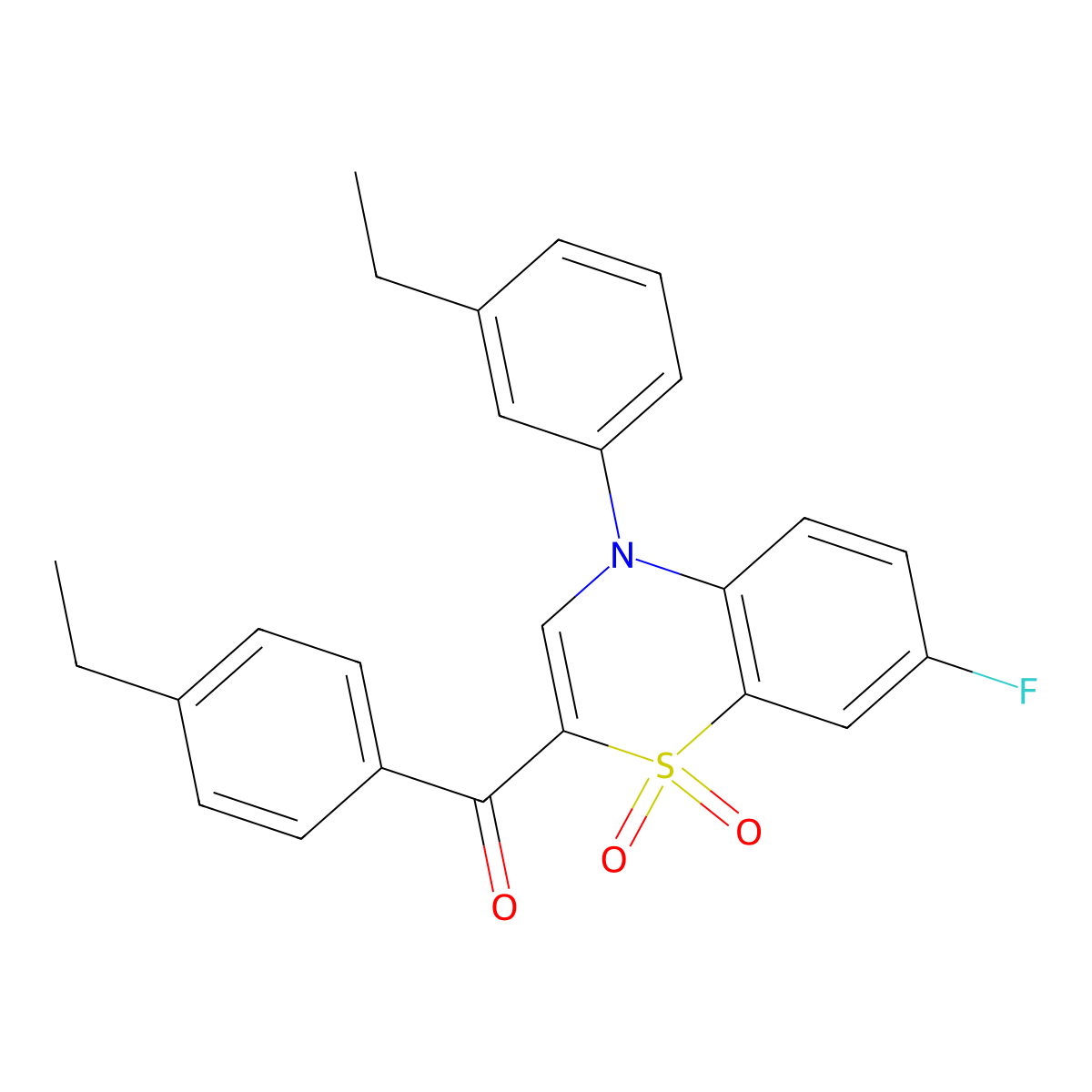 (4-ethylphenyl)[4-(3-ethylphenyl)-7-fluoro-1,1-dioxido-4H-1,4-benzothiazin-2-yl]methanone molecular structure, CAS 1113109-90-2