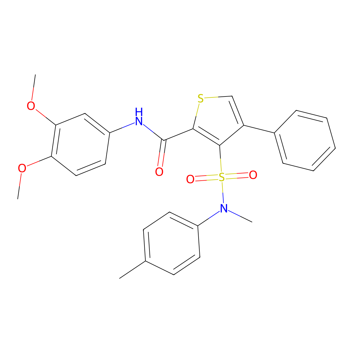 N-(3,4-Dimethoxyphenyl)-3-[methyl(4-methylphenyl)sulfamoyl]-4-phenylthiophene-2-carboxamide molecular structure, CAS 1113110-15-8